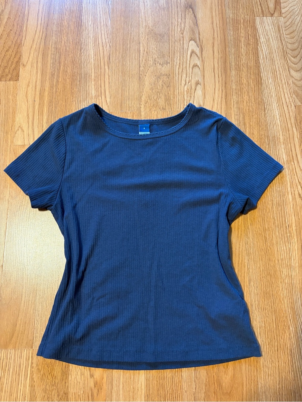 Old Navy Navy Ribbed Short-Sleeve Top